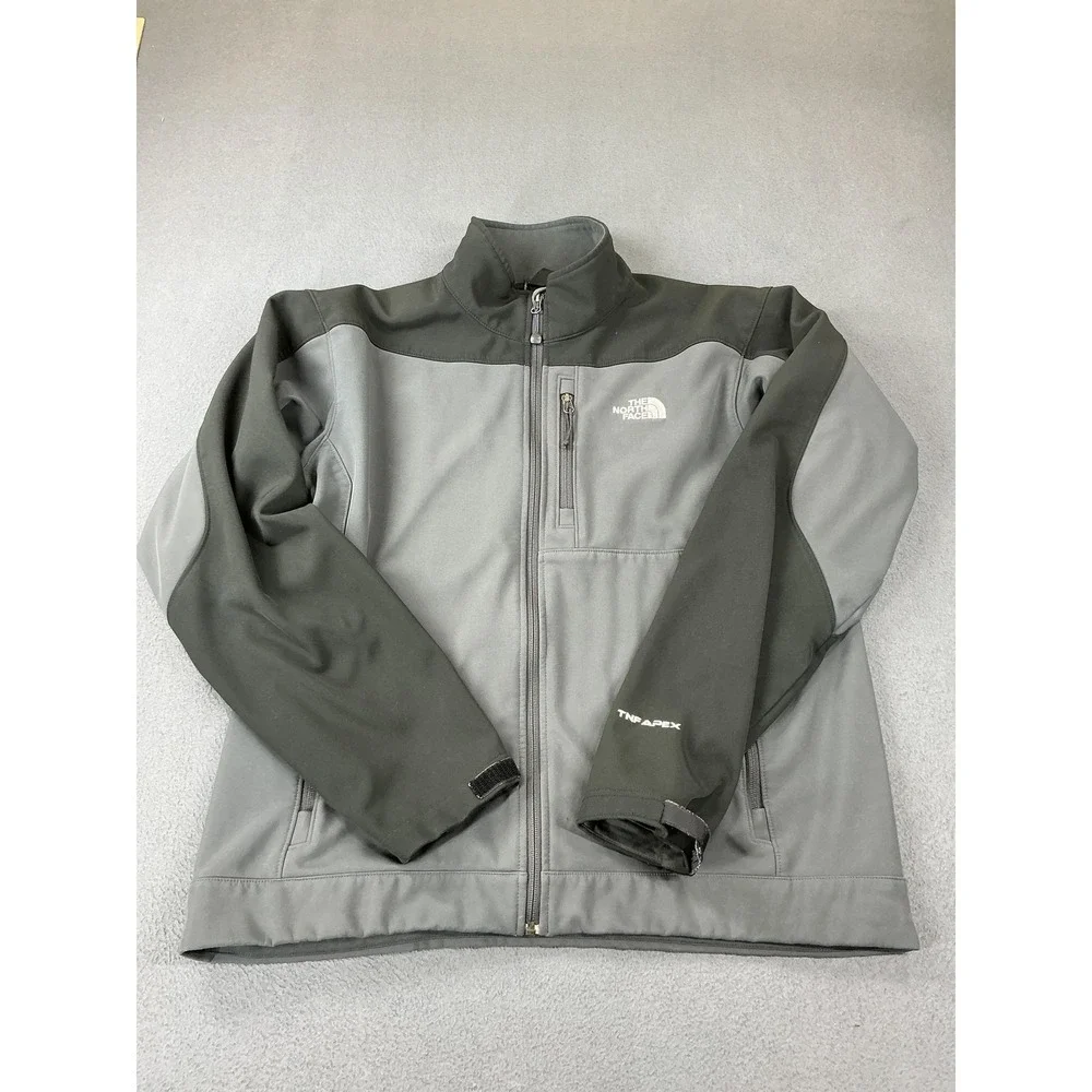 North Face Apex Jacket Mens XL Gray Softshell Fleece Lined‎ Windbreaker Hiking